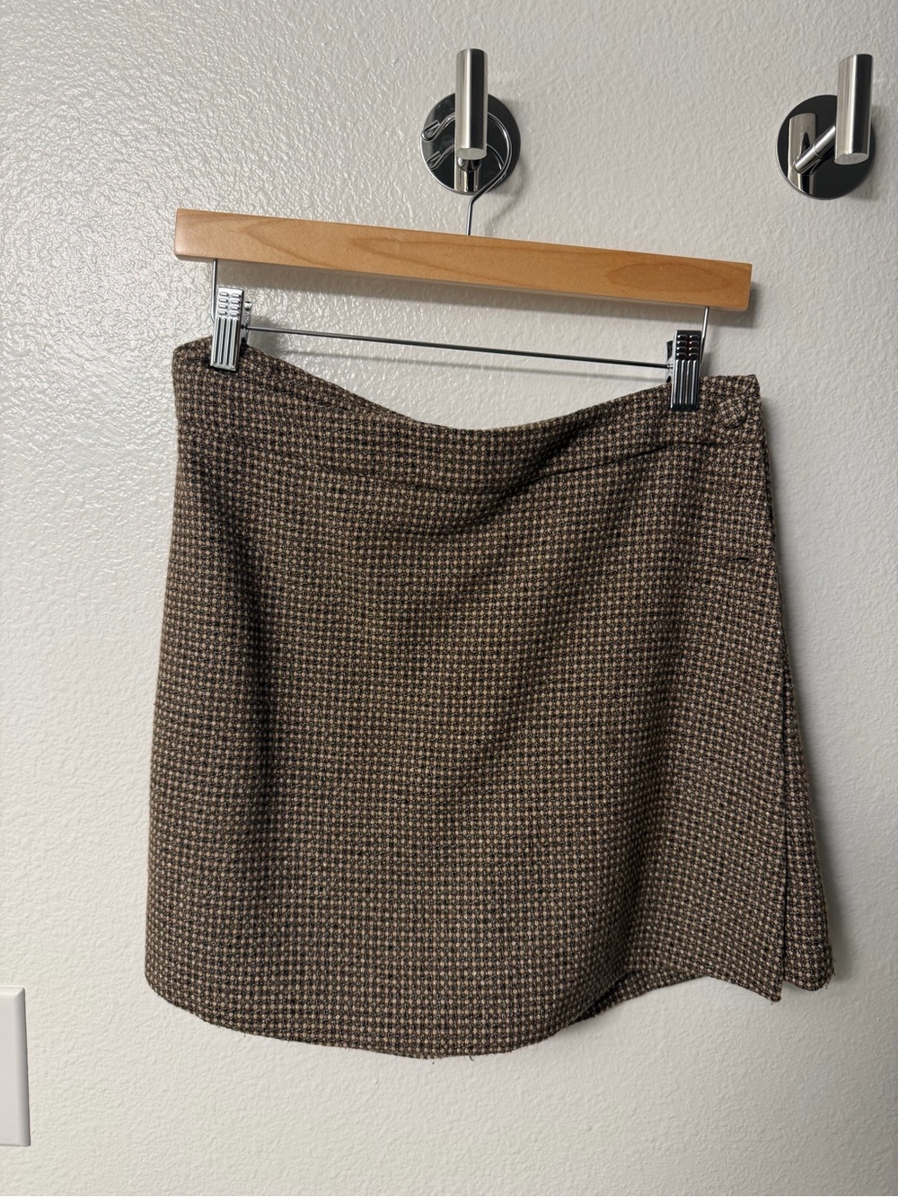 Brown Houndstooth Mini Skirt
